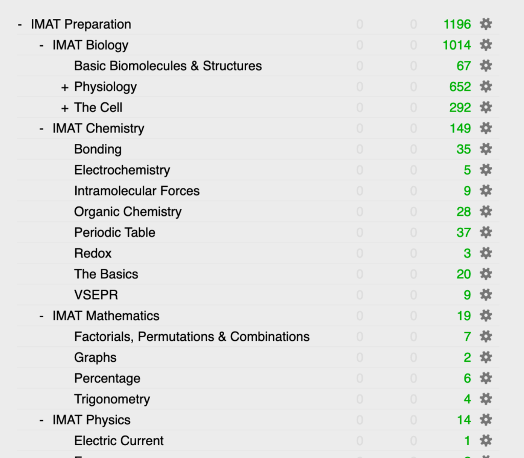 Here is a picture of my IMAT Anki Deck, let me know if you want me to share it with you!