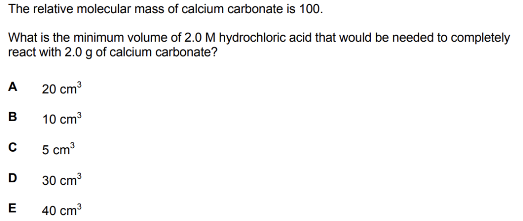 IMAT Chemistry Question Example